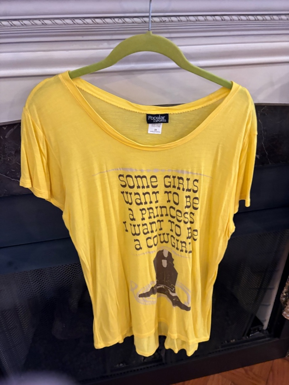 Popular Basics Yellow Cowgirl Graphic Tee for Women